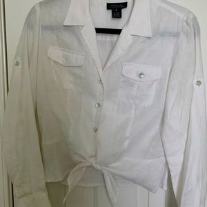 White linen blouse buy 3 shipping free